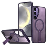 Magnetiskt skal för Samsung Galaxy S26+ med stativ, rutmönster, TPU PC-baksida