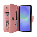 For Samsung Galaxy A57 5G Case Zipper Wallet Rivet Decor Leather Phone Cover with Wrist Strap