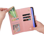 For Samsung Galaxy A57 5G Case Zipper Wallet Rivet Decor Leather Phone Cover with Wrist Strap