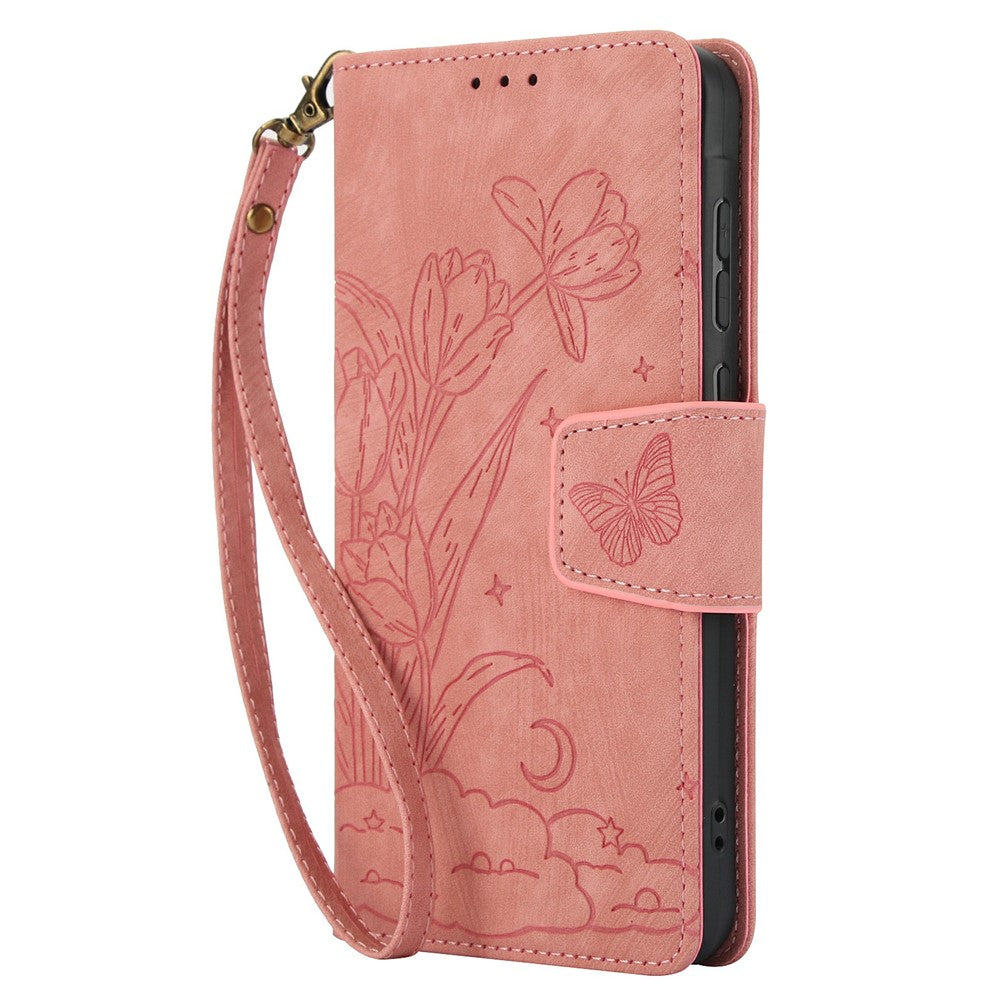 For Xiaomi Poco M8 5G / Redmi Note 15 5G (Global) / 15 4G (Global) Case Flower Butterfly Wallet Leather Phone Cover with Hand Strap