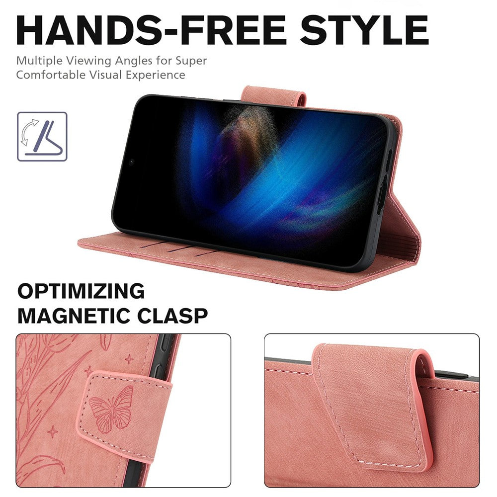 For Xiaomi Poco M8 5G / Redmi Note 15 5G (Global) / 15 4G (Global) Case Flower Butterfly Wallet Leather Phone Cover with Hand Strap