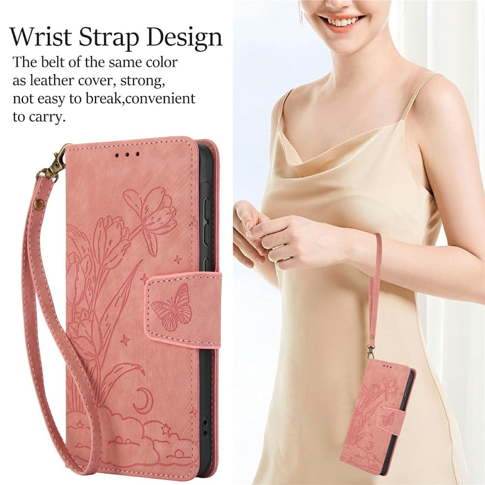 For Xiaomi Poco M8 5G / Redmi Note 15 5G (Global) / 15 4G (Global) Case Flower Butterfly Wallet Leather Phone Cover with Hand Strap
