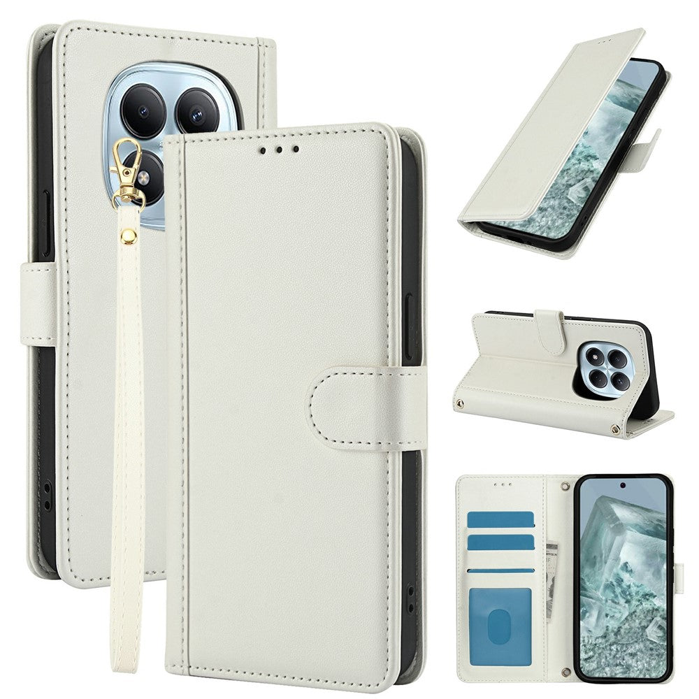 For Xiaomi Redmi Note 15 Pro 4G (Global) Case PU Leather Stand View Phone Wallet Cover with Hand Strap