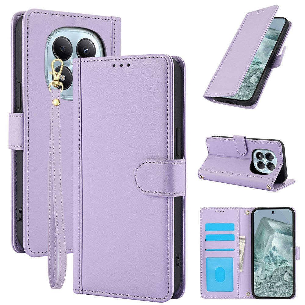 For Xiaomi Poco M8 5G / Redmi Note 15 5G (Global) / 15 4G (Global) Case PU Leather Stand View Phone Wallet Cover with Hand Strap