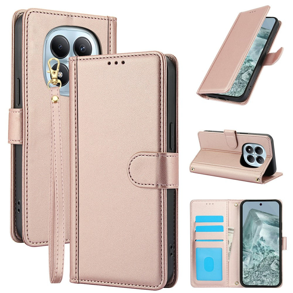 For Xiaomi Poco M8 5G / Redmi Note 15 5G (Global) / 15 4G (Global) Case PU Leather Stand View Phone Wallet Cover with Hand Strap