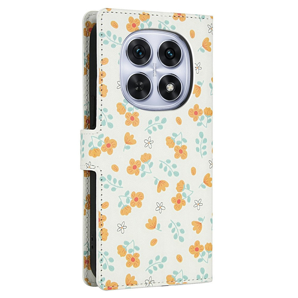 Xiaomi Poco M8 5G / Redmi Note 15 5G (Global) / 15 4G (Global) Plånboksfodral Rombiskt Blommönster Läderflikfodral med Rem