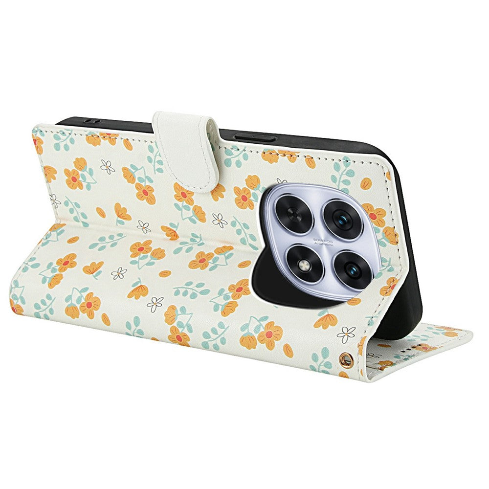 Xiaomi Poco M8 5G / Redmi Note 15 5G (Global) / 15 4G (Global) Plånboksfodral Rombiskt Blommönster Läderflikfodral med Rem