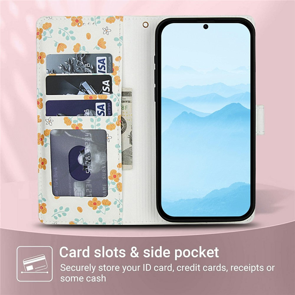 Xiaomi Poco M8 5G / Redmi Note 15 5G (Global) / 15 4G (Global) Plånboksfodral Rombiskt Blommönster Läderflikfodral med Rem