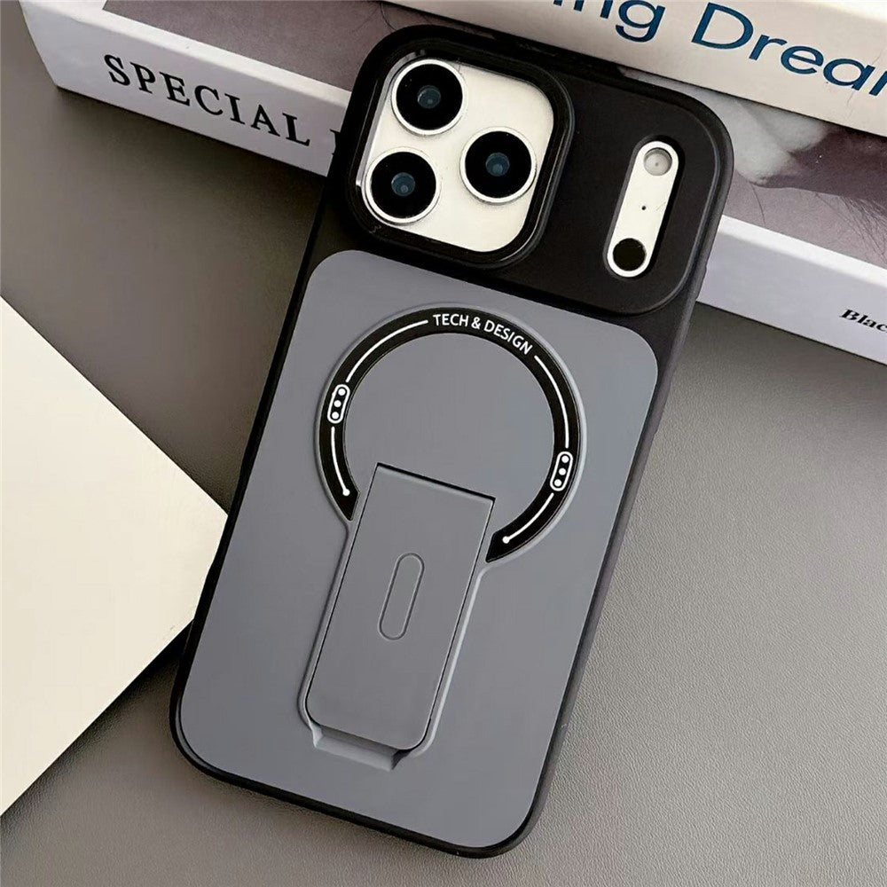 For iPhone 17 Pro Max Magnetic Case Kickstand Dual Color Skin Touch Rubberized PC + TPU Phone Cover