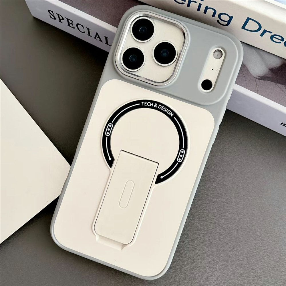 For iPhone 17 Pro Max Magnetic Case Kickstand Dual Color Skin Touch Rubberized PC + TPU Phone Cover