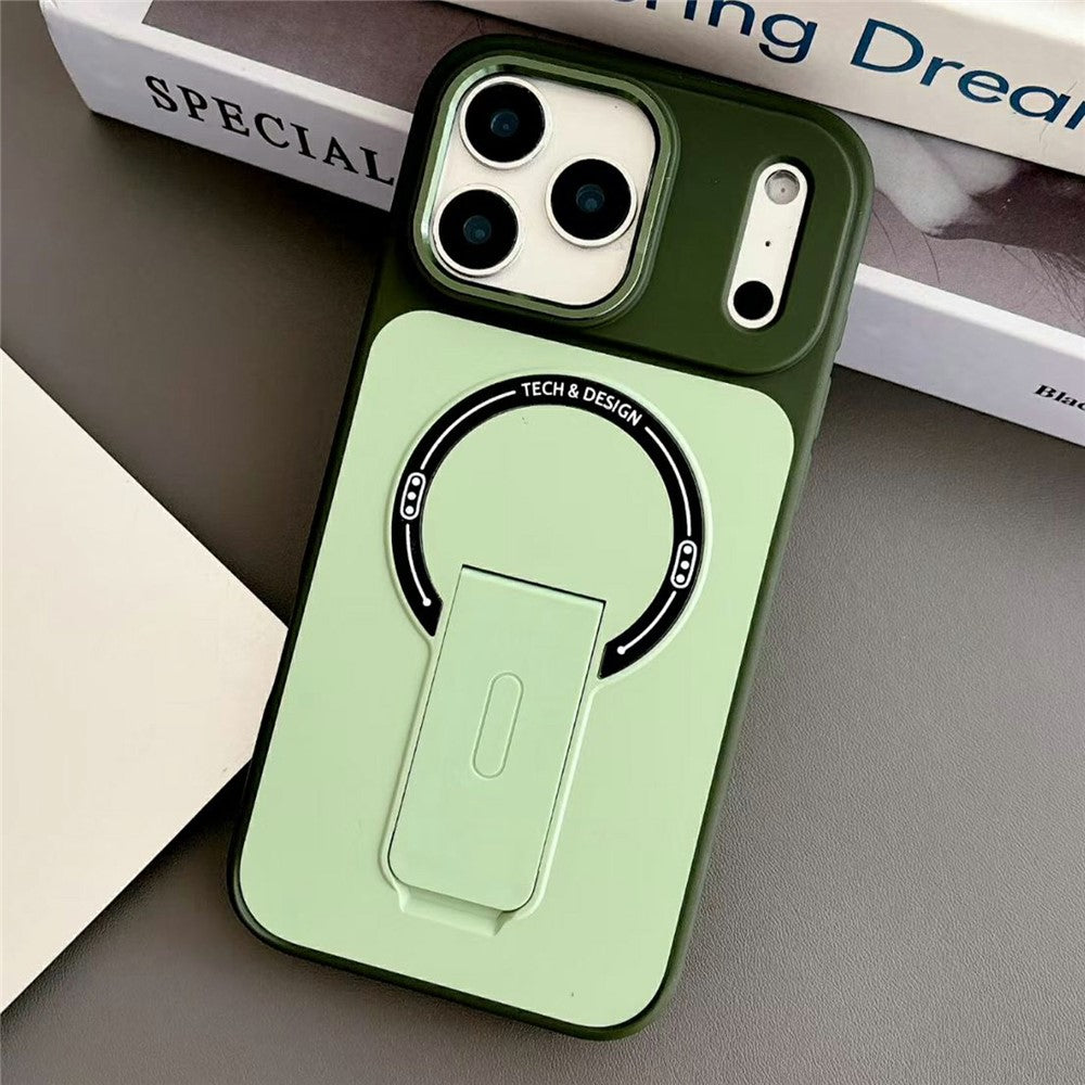 For iPhone 17 Pro Max Magnetic Case Kickstand Dual Color Skin Touch Rubberized PC + TPU Phone Cover