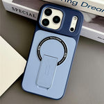 For iPhone 17 Pro Max Magnetic Case Kickstand Dual Color Skin Touch Rubberized PC + TPU Phone Cover