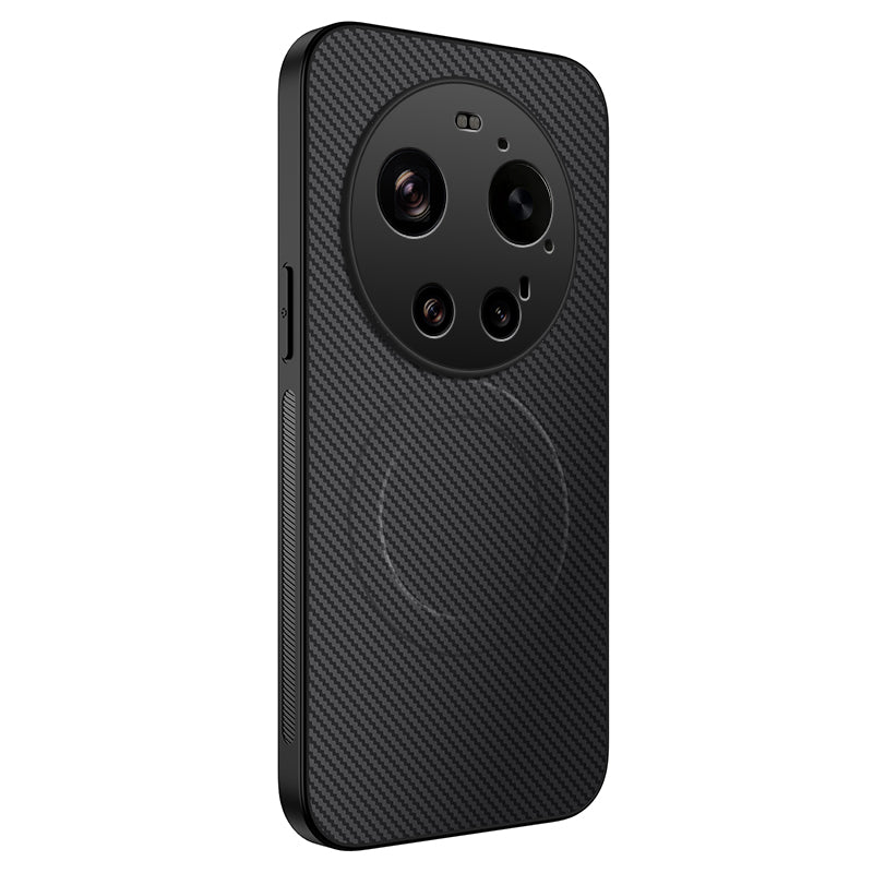 WANLONFENG Magnetiskt Skal För Xiaomi 17 Ultra 5G TQ-serien Kolfiberstruktur PC TPU mobilskal