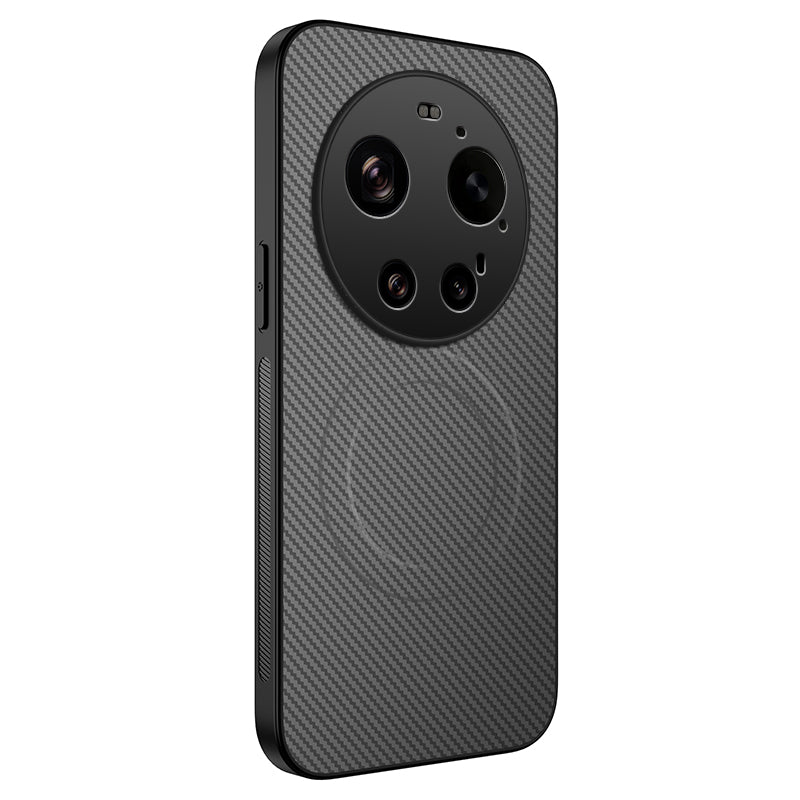 WANLONFENG Magnetiskt Skal För Xiaomi 17 Ultra 5G TQ-serien Kolfiberstruktur PC TPU mobilskal