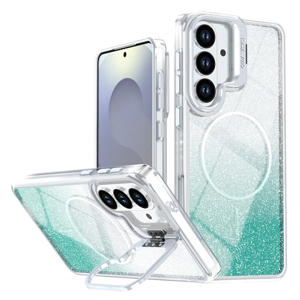 For Samsung Galaxy S26 Magnetic Case Gradient Glitter Shockproof TPU PC Phone Cover