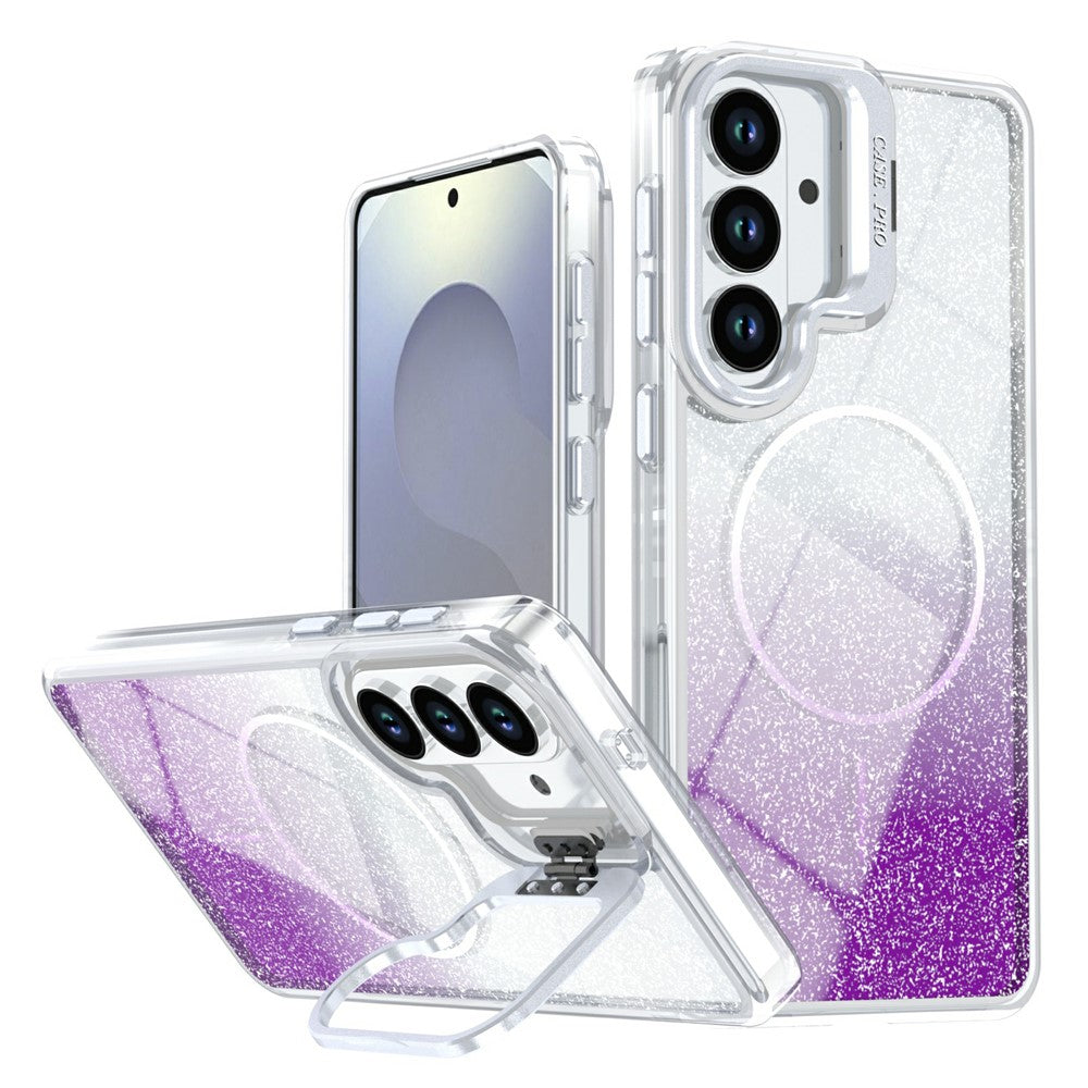 For Samsung Galaxy S26 Magnetic Case Gradient Glitter Shockproof TPU PC Phone Cover