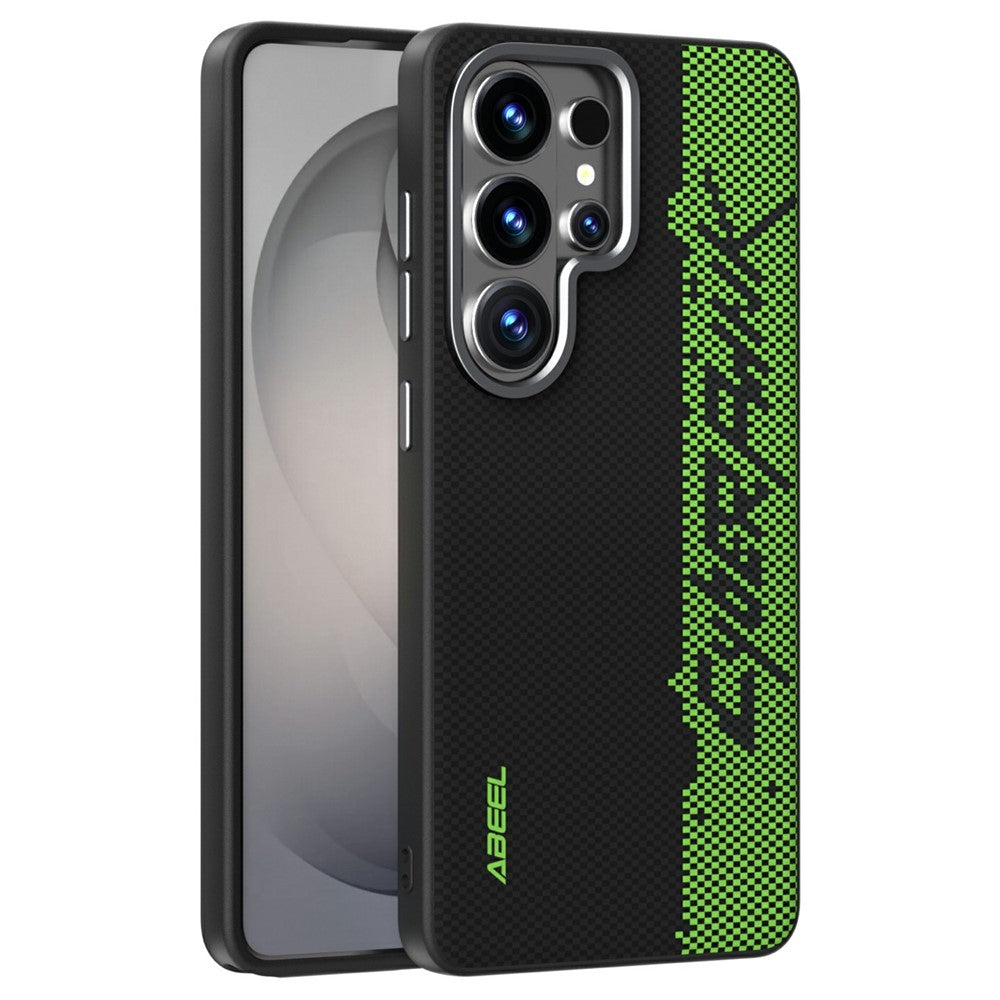 ABEEL For Samsung Galaxy S26 Ultra Magnetic Case Micro-Embossing 6D Printed PC TPU Aluminum Alloy Leather Phone Cover