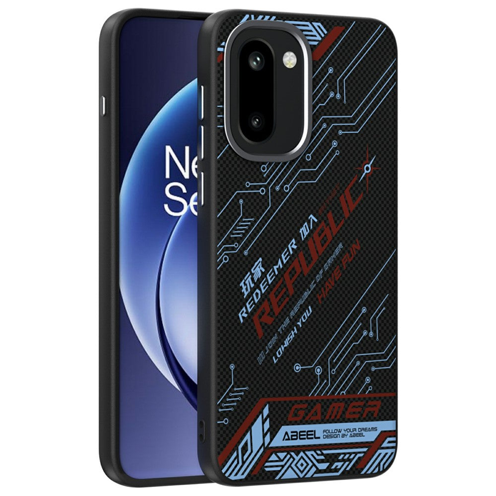 ABEEL Magnetiskt Skal För OnePlus 15R 5G Mikropräglad 6D-tryckt PC TPU Aluminiumlegering Läder mobilskal