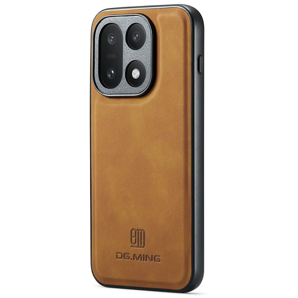 DG.MING For OnePlus 15 5G Case PU Leather Covered PC + TPU Hybrid Phone Shell