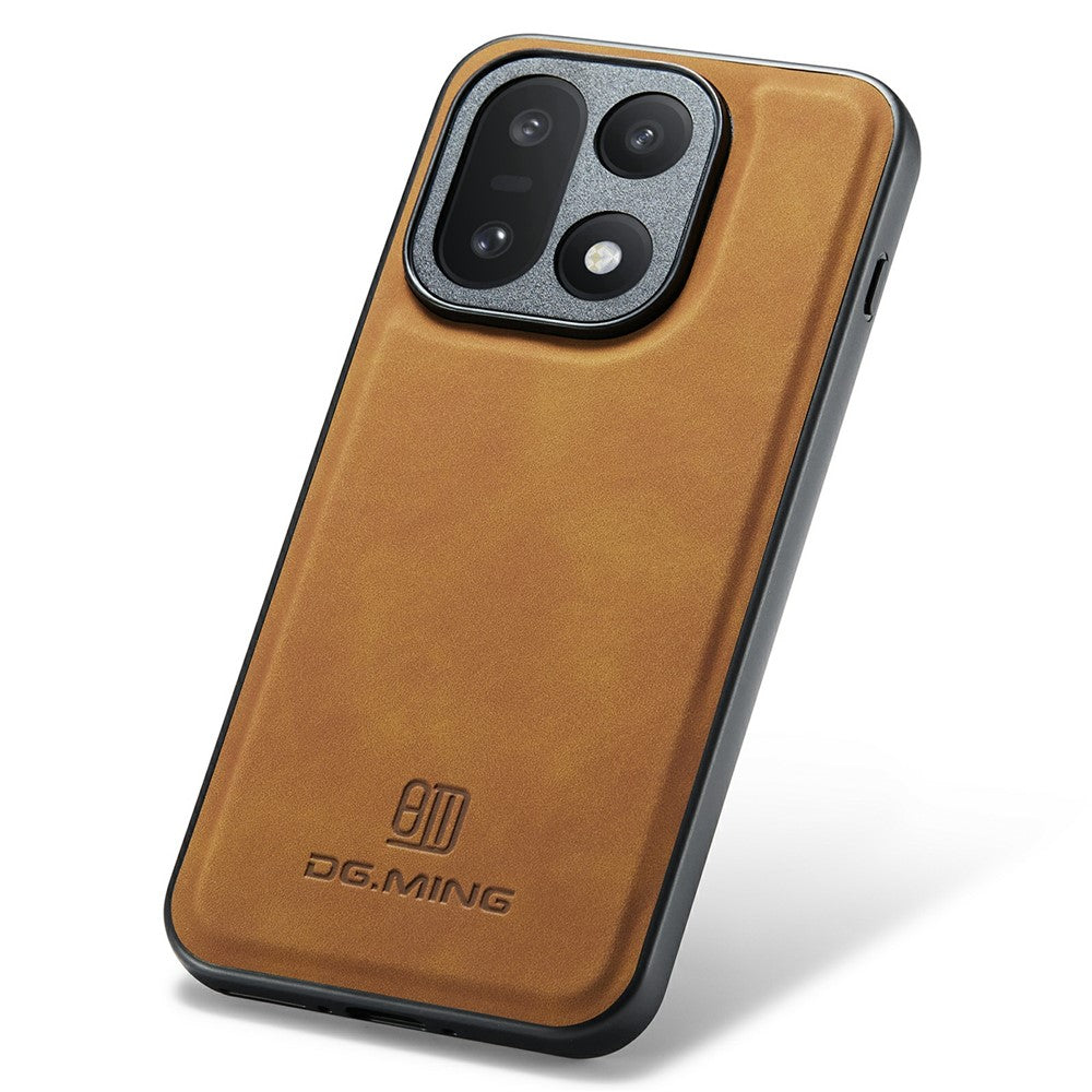 DG.MING For OnePlus 15 5G Case PU Leather Covered PC + TPU Hybrid Phone Shell