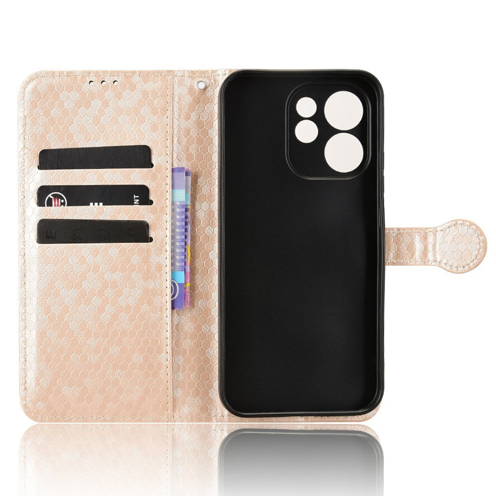 For Oppo Reno15 F 5G Wallet Case Dot Pattern Imprint PU Leather Phone Cover with Wrist Strap