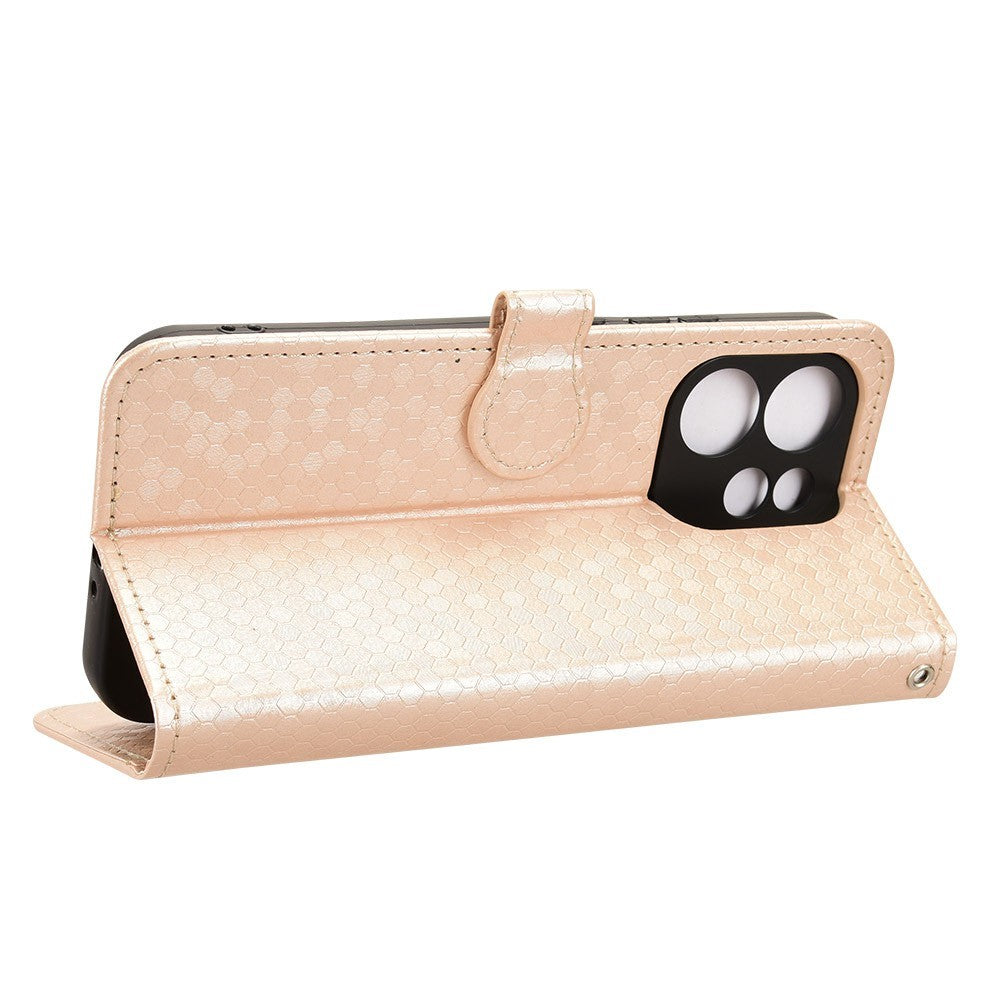 For Oppo Reno15 F 5G Wallet Case Dot Pattern Imprint PU Leather Phone Cover with Wrist Strap