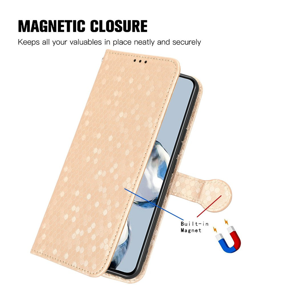 For Oppo Reno15 F 5G Wallet Case Dot Pattern Imprint PU Leather Phone Cover with Wrist Strap