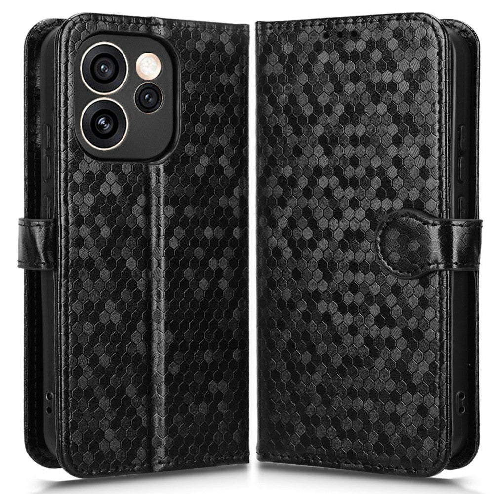 For Oppo Reno15 F 5G Wallet Case Dot Pattern Imprint PU Leather Phone Cover with Wrist Strap