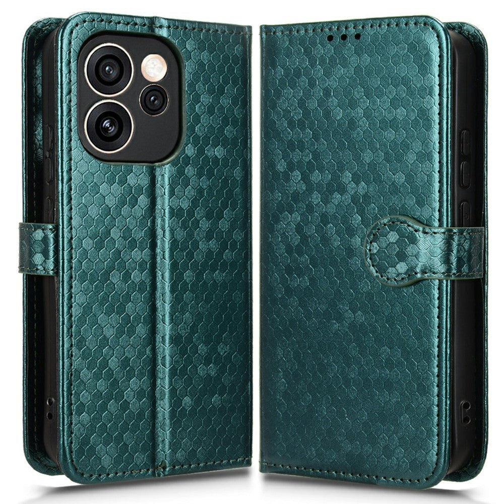 For Oppo Reno15 F 5G Wallet Case Dot Pattern Imprint PU Leather Phone Cover with Wrist Strap