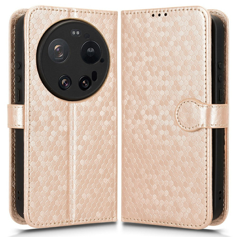 For Xiaomi 17 Ultra 5G Wallet Case Dot Pattern Imprint PU Leather Phone Cover with Wrist Strap