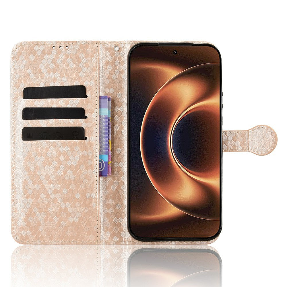 For Xiaomi 17 Ultra 5G Wallet Case Dot Pattern Imprint PU Leather Phone Cover with Wrist Strap