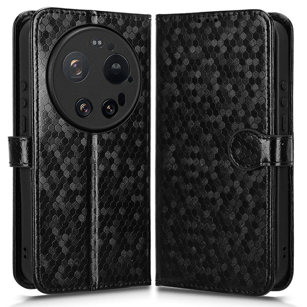 For Xiaomi 17 Ultra 5G Wallet Case Dot Pattern Imprint PU Leather Phone Cover with Wrist Strap