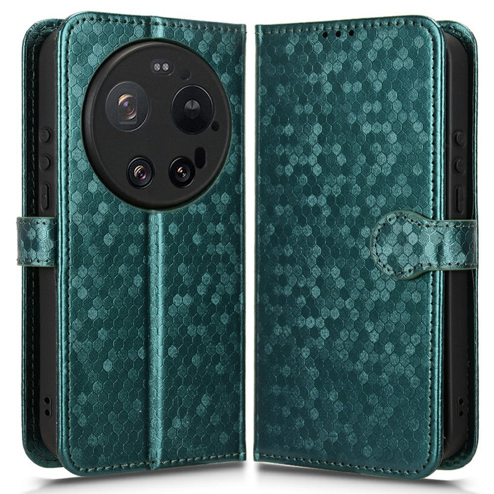 For Xiaomi 17 Ultra 5G Wallet Case Dot Pattern Imprint PU Leather Phone Cover with Wrist Strap