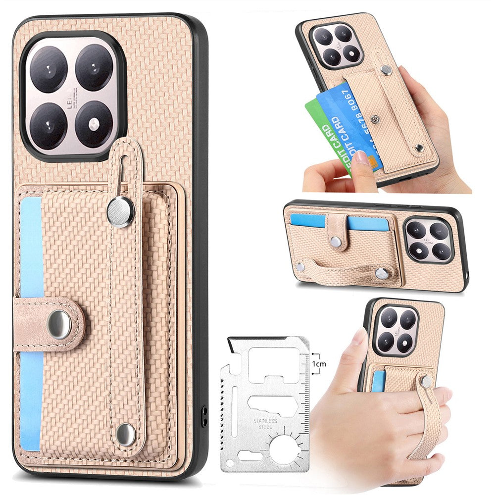 For Xiaomi 15T Case Wristband Anti-Drop Leather Back Cover Card Holder