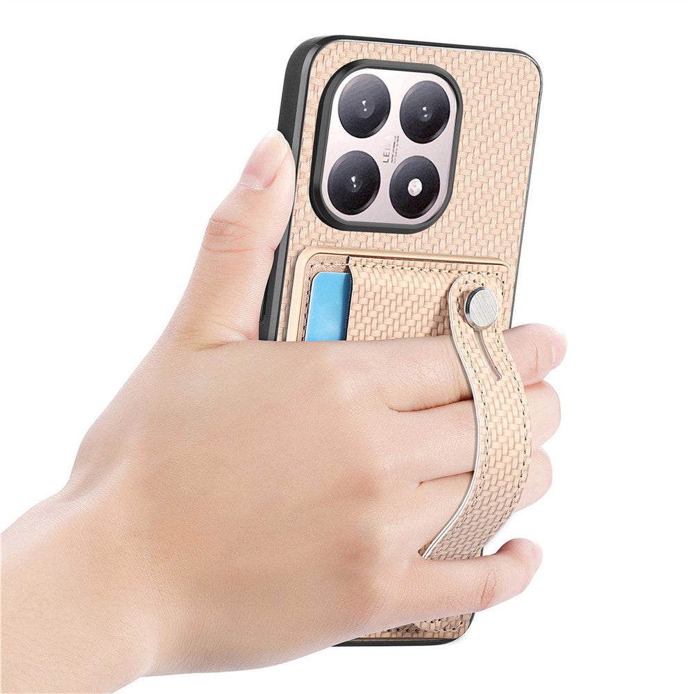 For Xiaomi 15T Case Wristband Anti-Drop Leather Back Cover Card Holder