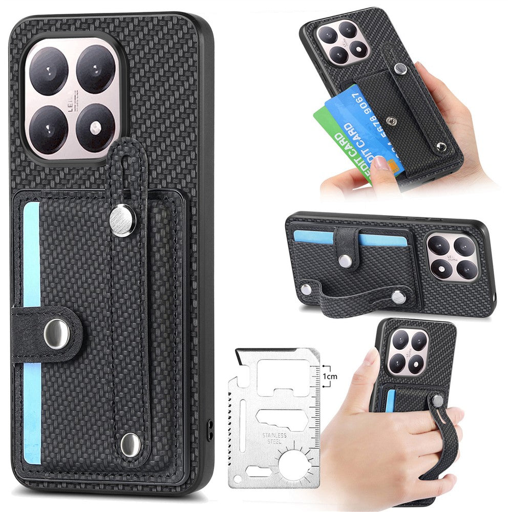 For Xiaomi 15T Case Wristband Anti-Drop Leather Back Cover Card Holder