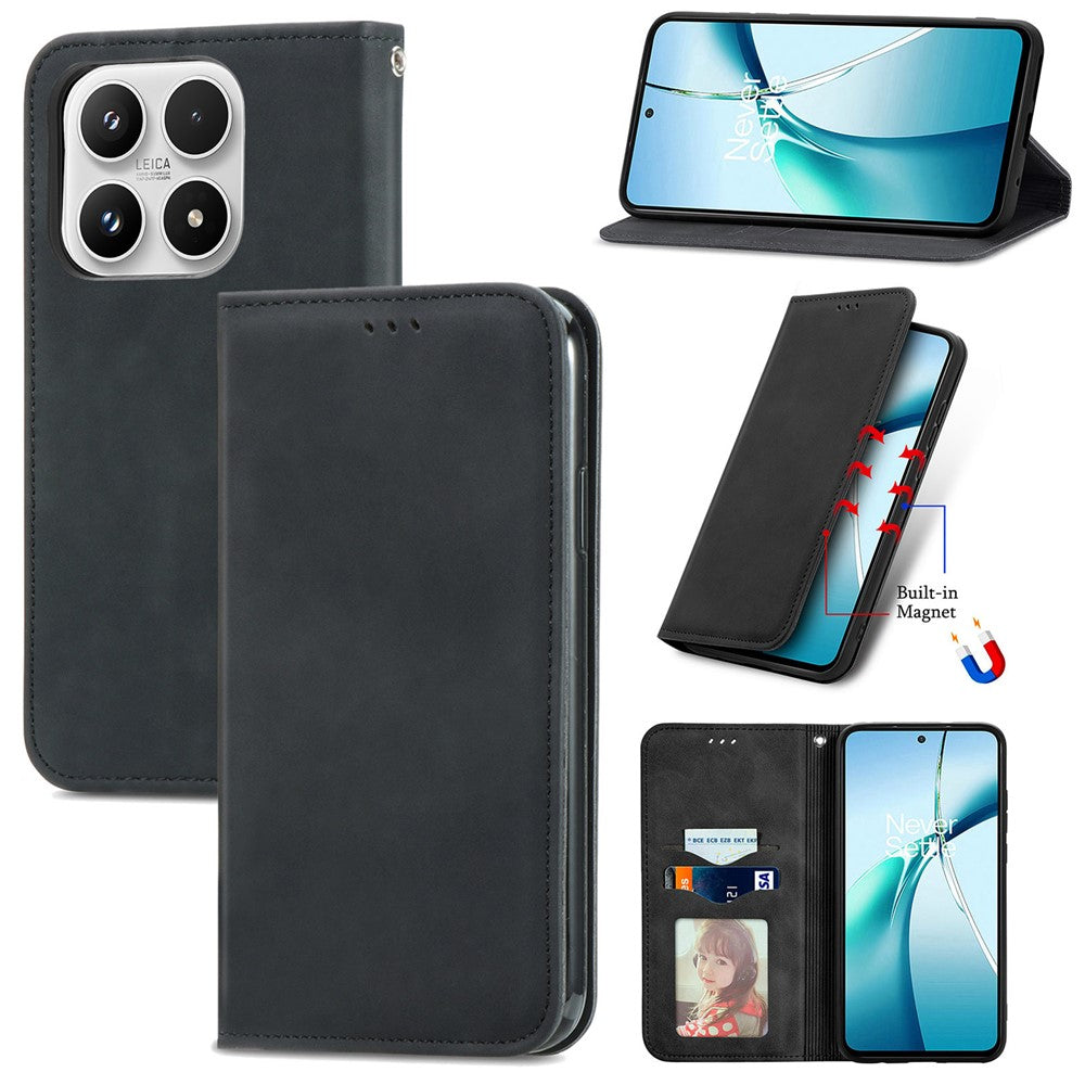 For Xiaomi 17 Leather Case with Card Holder Magnetic Absorption Phone Cover