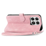 For Xiaomi 17 Zipper Wallet Case with Strap Flower Imprint PU Leather Phone Cover