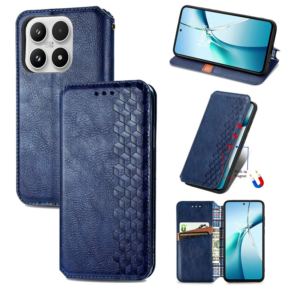 For Xiaomi 17 Case Rhombus Imprint PU Leather Wallet Phone Cover