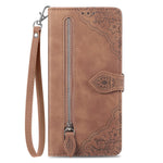 Phone Case For Xiaomi Poco M8 5G / Redmi Note 15 5G (Global) / 15 4G (Global) Zipper Wallet with Strap Flower Imprint PU Leather Phone Cover