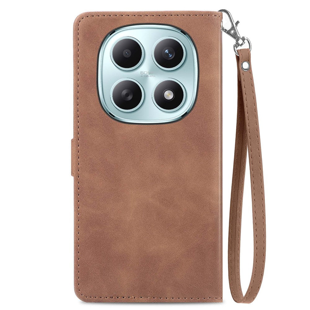 Phone Case For Xiaomi Poco M8 5G / Redmi Note 15 5G (Global) / 15 4G (Global) Zipper Wallet with Strap Flower Imprint PU Leather Phone Cover