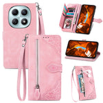Phone Case For Xiaomi Poco M8 5G / Redmi Note 15 5G (Global) / 15 4G (Global) Zipper Wallet with Strap Flower Imprint PU Leather Phone Cover