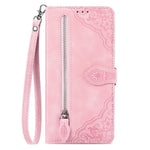 For Xiaomi Redmi Note 15 Pro 5G (Global) Zipper Wallet Case with Strap Flower Imprint PU Leather Phone Cover