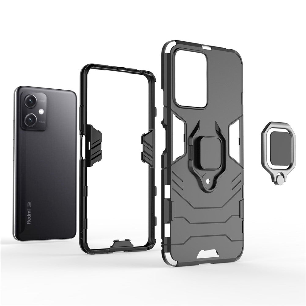 For Xiaomi Redmi Note 12 5G (Global) / (India) / (China) / Poco X5 5G Ring Holder Kickstand Phone Case Fall Resistant Hard PC+Soft TPU Hybrid Cover