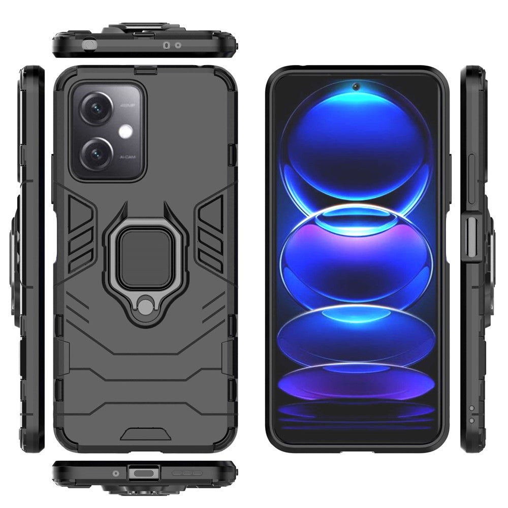 For Xiaomi Redmi Note 12 5G (Global) / (India) / (China) / Poco X5 5G Ring Holder Kickstand Phone Case Fall Resistant Hard PC+Soft TPU Hybrid Cover