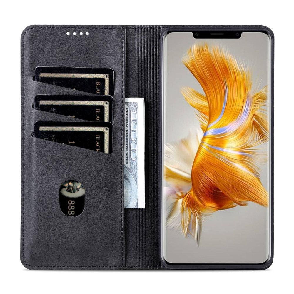 AZNS För Huawei Mate 50 Pro 4G Kohudstruktur Reptålig PU-läder Plånboksfodral Magnetiskt Självabsorberande mobilstativ