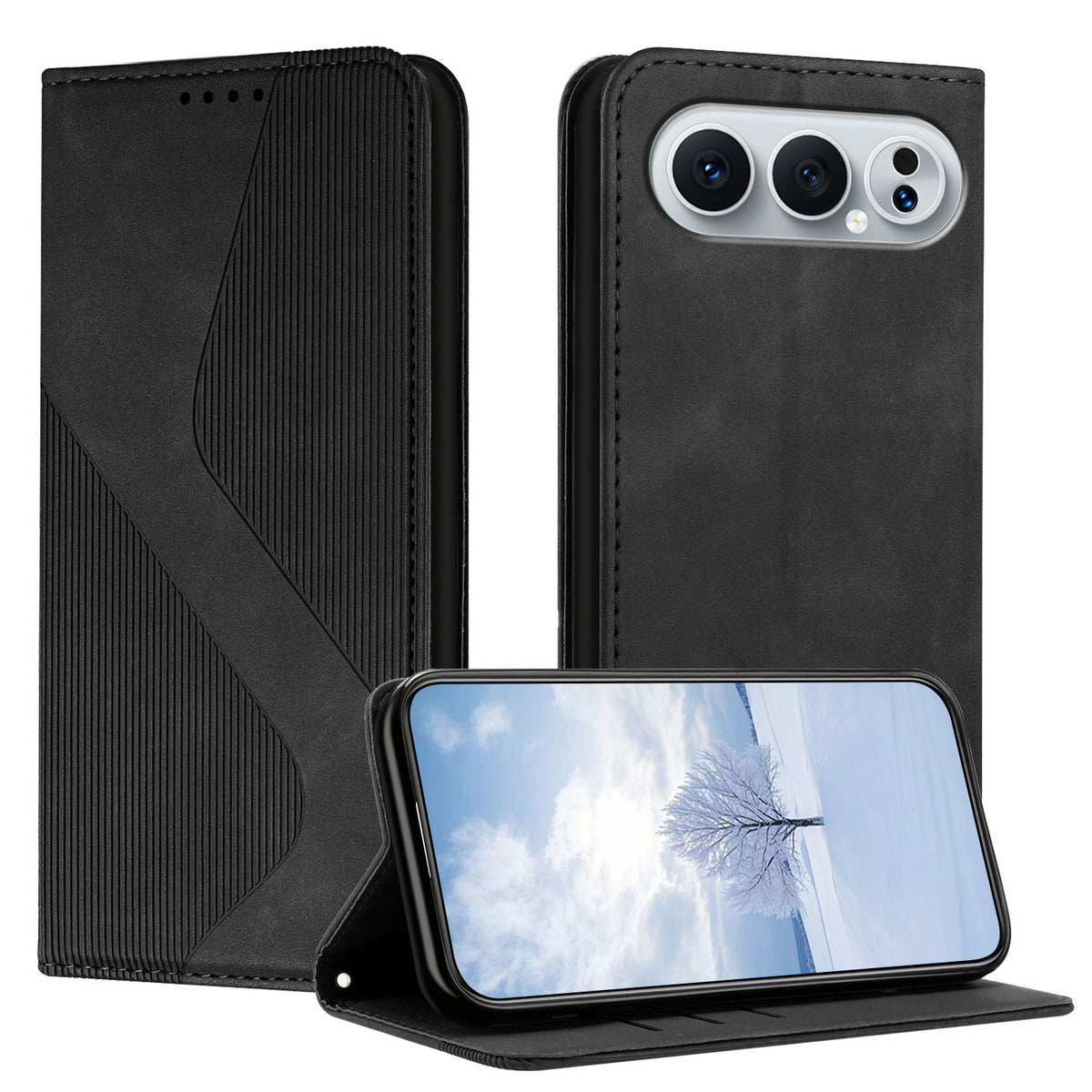 For Honor 500 Pro 5G Phone Cover Skin-touch Feel Leather Wallet Case with Stand