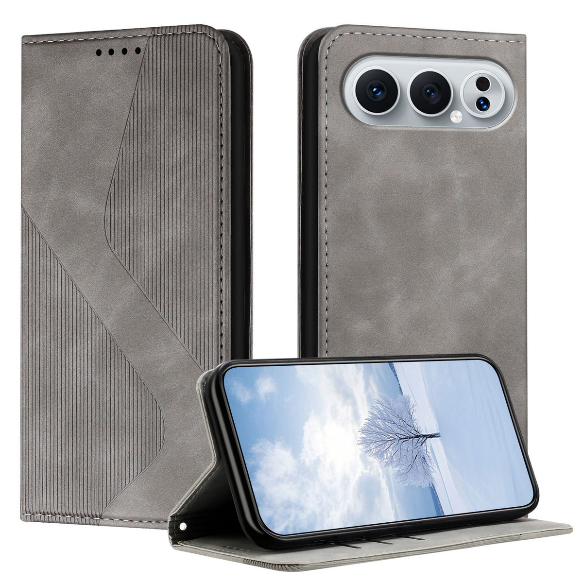 For Honor 500 Pro 5G Phone Cover Skin-touch Feel Leather Wallet Case with Stand