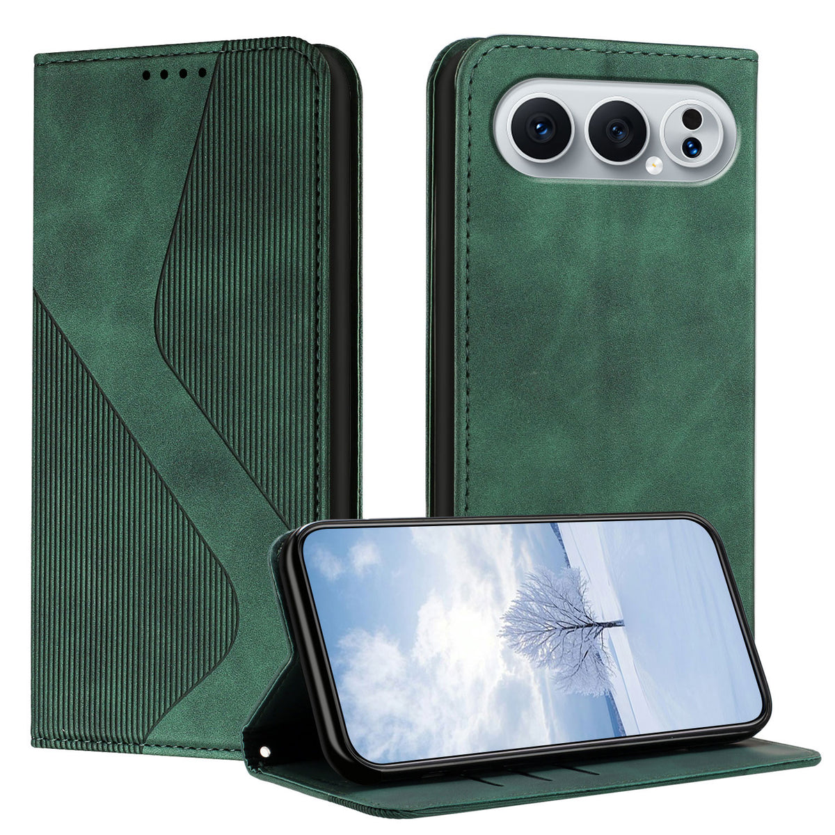 For Honor 500 Pro 5G Phone Cover Skin-touch Feel Leather Wallet Case with Stand
