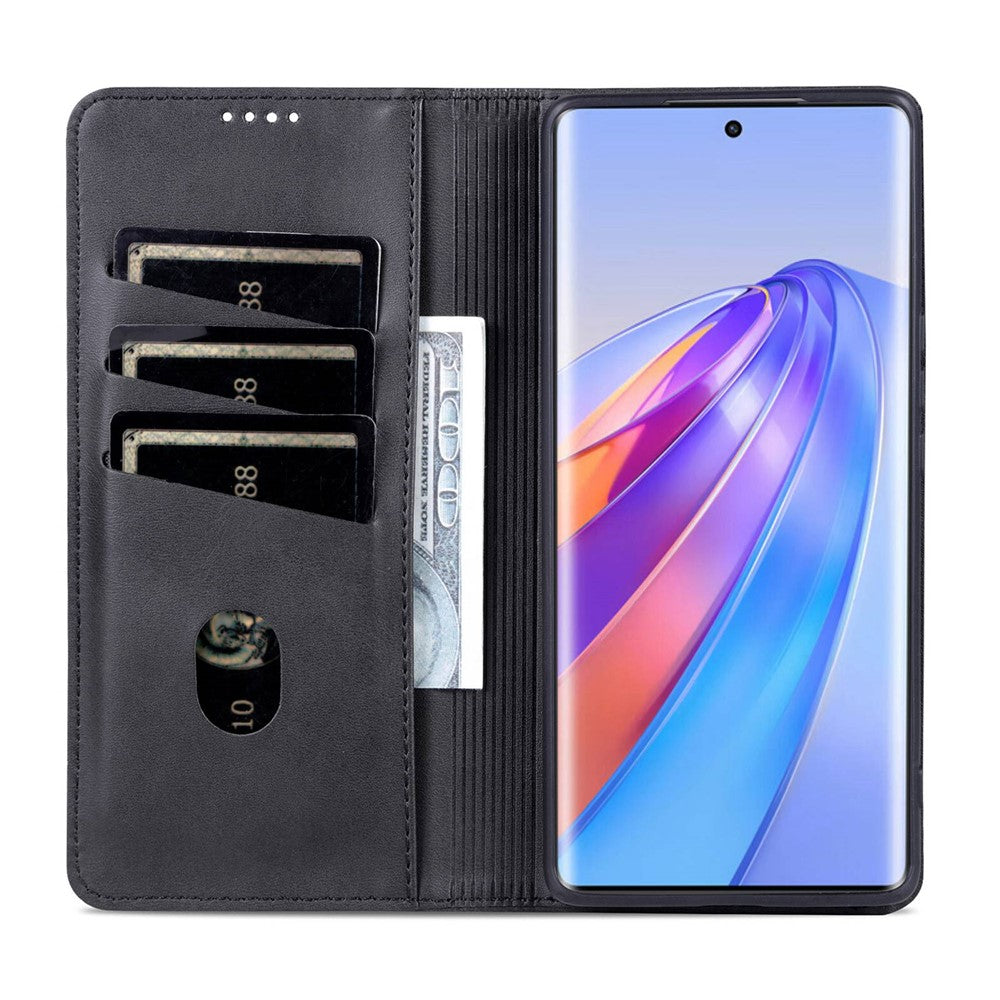 AZNS For Honor X40 5G Cowhide Texture Stand Phone Case PU Leather Magnetic Auto-absorbed Folio Flip Wallet Cover
